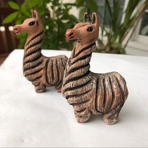 Vintage Hand Carved Llama Clay Figurine Made in Peru